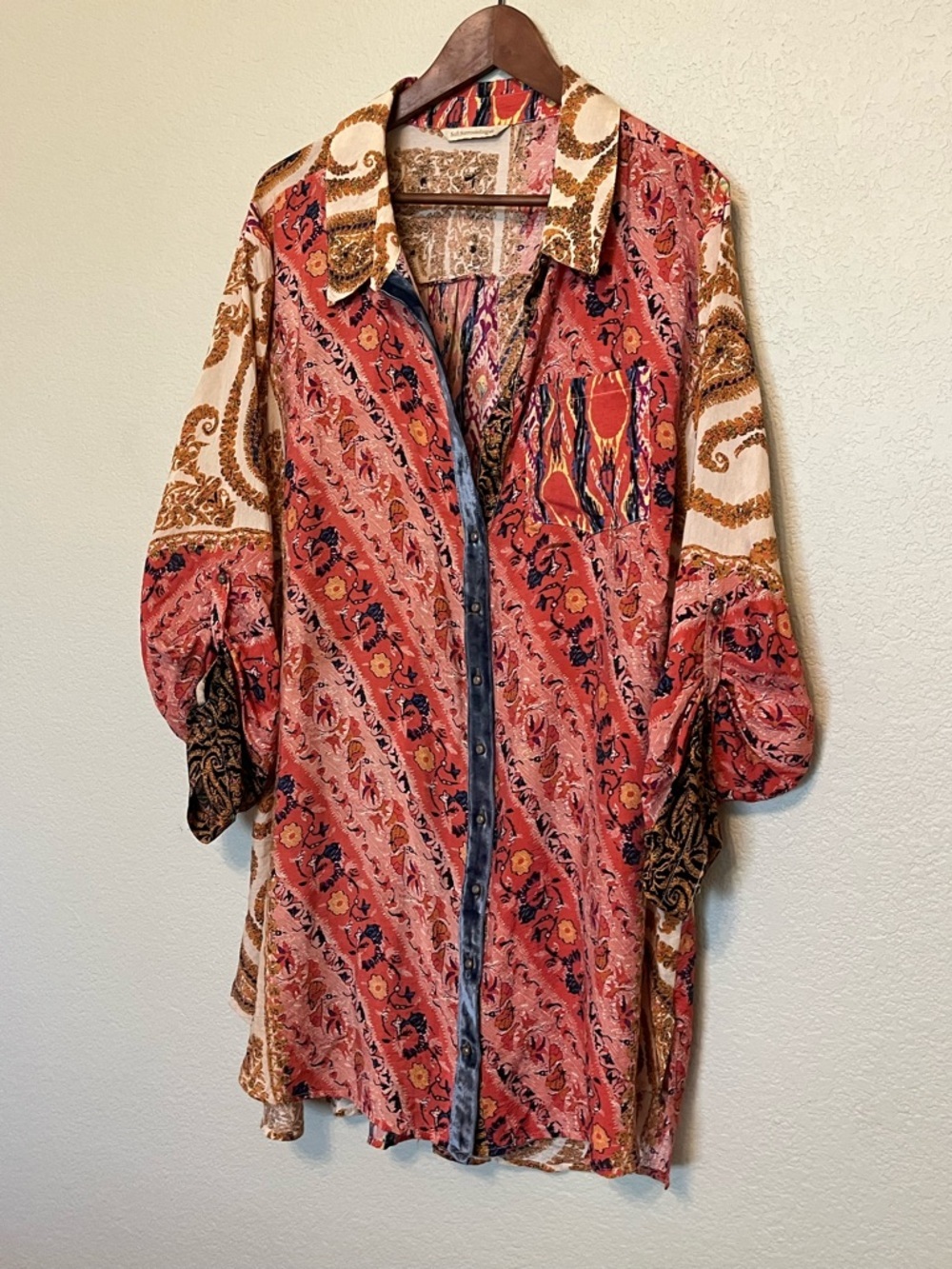 Soft Surroundings Bryn Boho Multicolor Button-Up Tunic Shirt Size 2X - Picture 9 of 16